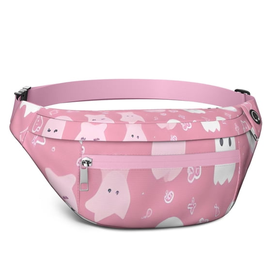 Fanny Pack Pastel Halloween Ghost Pattern Waist Pack Bag,Running Cross Bag,Waterproof Large Fanny Packs for Women Men for Travel Running Hiking Cycling