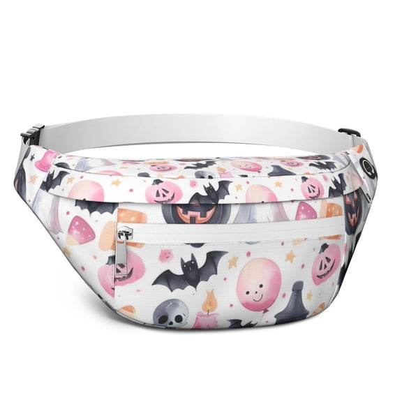 Fanny Pack Pastel Halloween Pattern Waist Pack Bag,Running Cross Bag,Waterproof Large Fanny Packs for Women Men for Travel Running Hiking Cycling
