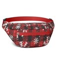 thumbnail image 1 of Fanny Pack Red and Black Christmas Snowflake Pattern Waist Pack Bag,Running Cross Bag,Waterproof Large Fanny Packs for Women Men for Travel Running Hiking Cycling, 1 of 6