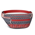 thumbnail image 1 of Fanny Pack Red and Blue Christmas Knitted Pattern Waist Pack Bag,Running Cross Bag,Waterproof Large Fanny Packs for Women Men for Travel Running Hiking Cycling, 1 of 6
