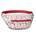 thumbnail image 1 of Fanny Pack Red Christmas House and Tree Pattern Waist Pack Bag,Running Cross Bag,Waterproof Large Fanny Packs for Women Men for Travel Running Hiking Cycling, 1 of 6