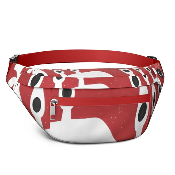 Fanny Pack Red Christmas Reindeer Pattern Waist Pack Bag,Running Cross Bag,Waterproof Large Fanny Packs for Women Men for Travel Running Hiking Cycling