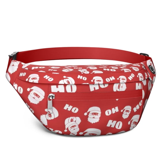 Fanny Pack Red Christmas Santa Pattern Waist Pack Bag,Running Cross Bag,Waterproof Large Fanny Packs for Women Men for Travel Running Hiking Cycling