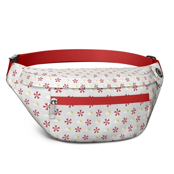 Fanny Pack Red and Yellow Christmas Pattern Waist Pack Bag,Running Cross Bag,Waterproof Large Fanny Packs for Women Men for Travel Running Hiking Cycling