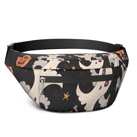 Fanny Pack Retro Halloween Ghost Pattern Waist Pack Bag,Running Cross Bag,Waterproof Large Fanny Packs for Women Men for Travel Running Hiking Cycling