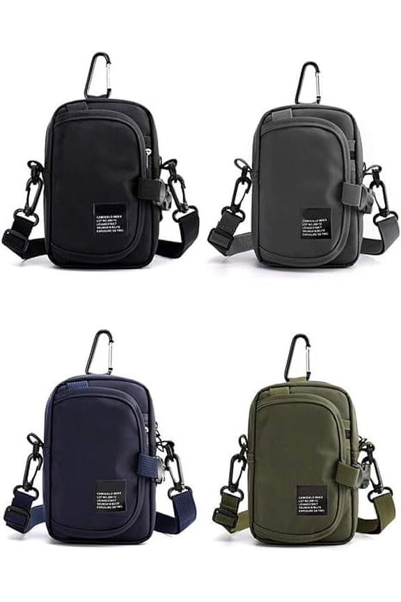 Fanny Pack, Shoulder Bags, Water-Repellent Nylon Large Capacity Multifunction Waist Pouch with Carabiner for Men, Square Vertical Shoulder Pouch for Outdoor Use, Light Gray