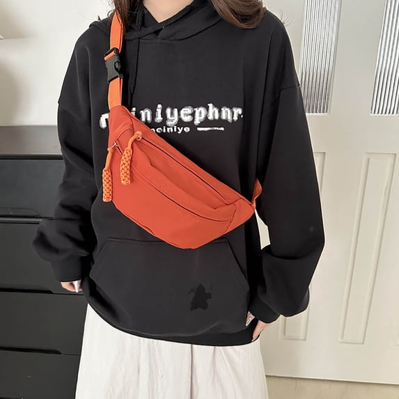 Fanny Pack, Unisex 2 Zipper Quick Release Buckle Travel Sport Running Waist Fanny Pack For Women Men (Orange)