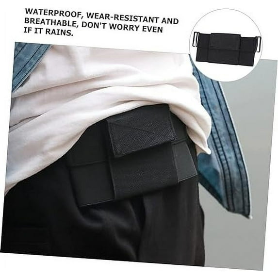 Fanny Pack, Waist Bag, Black High-Stretch Fabric Running Waist Belt Purse for Men and Women without Belt and Zipper, Simple Comfort Waist Bag is Perfect for the Inner Pocket of Backpack, Medium
