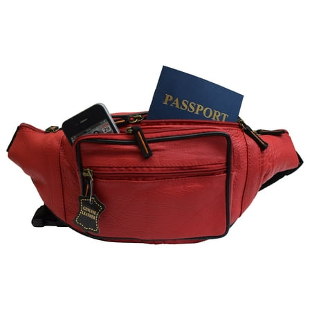 Fanny Pack Waist Bag Genuine Pebbled Leather Travel Hiking Sports Colors