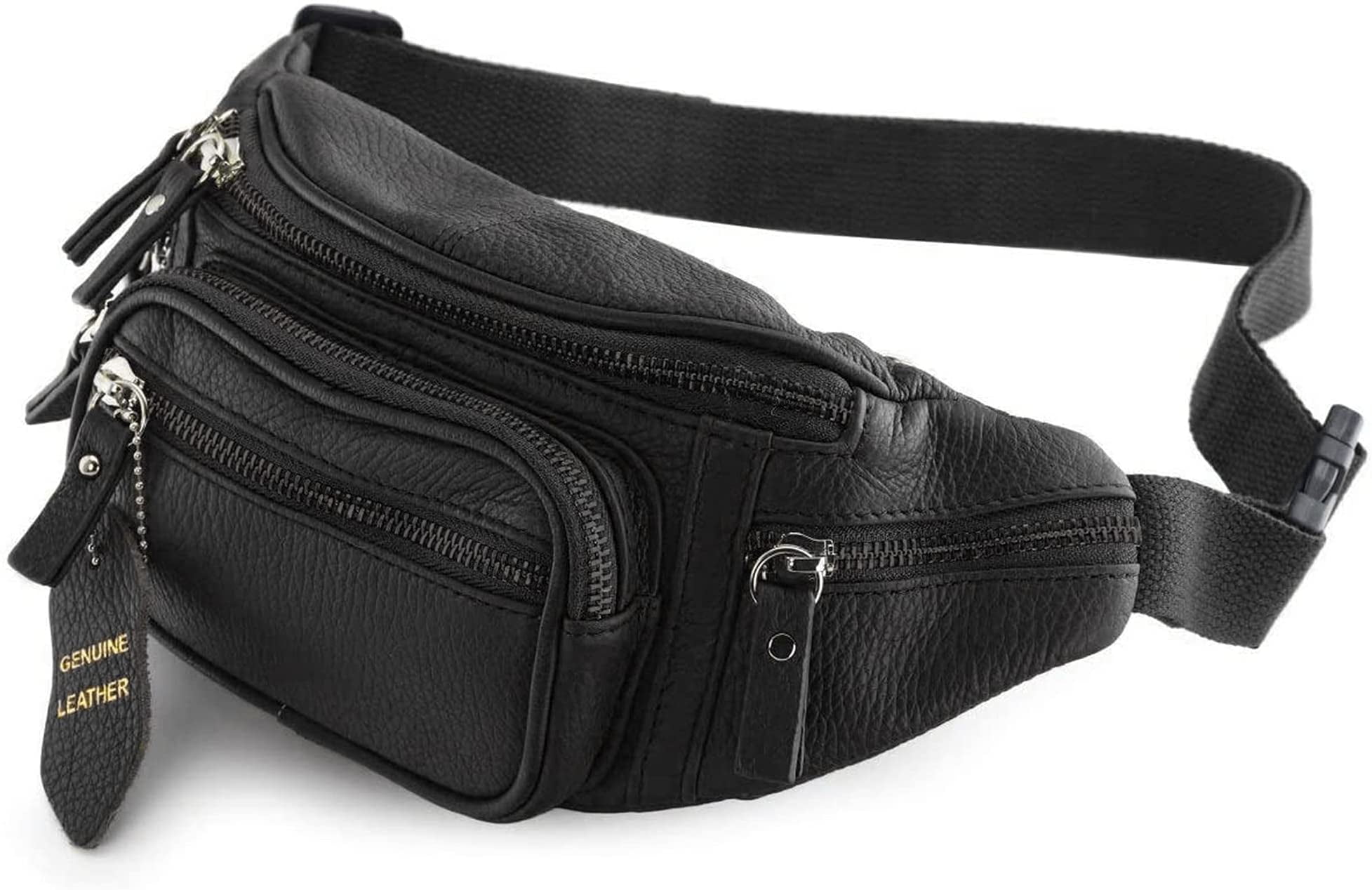 ZZNICK Genuine Leather Fanny Pack/Waist Bag/Organizer with Adjustable Belt,  Multiple Pockets Waist Pack