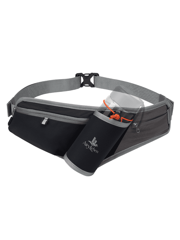 Fanny Pack with Water Bottle Holder, RFID Blocking & Water Resistant Crossbody Belt Bag for Women Men, Lightweight Adjustable Waist Bag for Running, Hiking, Cycling & Walking (Black)