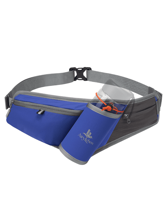 Fanny Pack with Water Bottle Holder, RFID Blocking & Water Resistant Crossbody Belt Bag for Women Men, Lightweight Adjustable Waist Bag for Running, Hiking, Cycling & Walking (Blue)