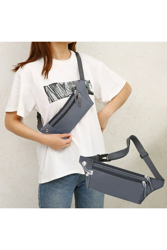 Fanny Pack Waterproof Nylon Waist Bag | Adjustable Strap Crossbody Bumbag with 3 Zippered Pockets | Lightweight Travel Hip Belt Bag for Men Women | Red Blue Gray Navy | 32x10cm