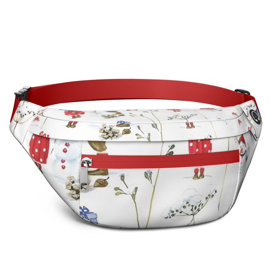 Fanny Pack White Christmas Gnome Pattern Waist Pack Bag,Running Cross Bag,Waterproof Large Fanny Packs for Women Men for Travel Running Hiking Cycling