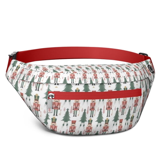Fanny Pack White Christmas Nutcracker Pattern Waist Pack Bag,Running Cross Bag,Waterproof Large Fanny Packs for Women Men for Travel Running Hiking Cycling