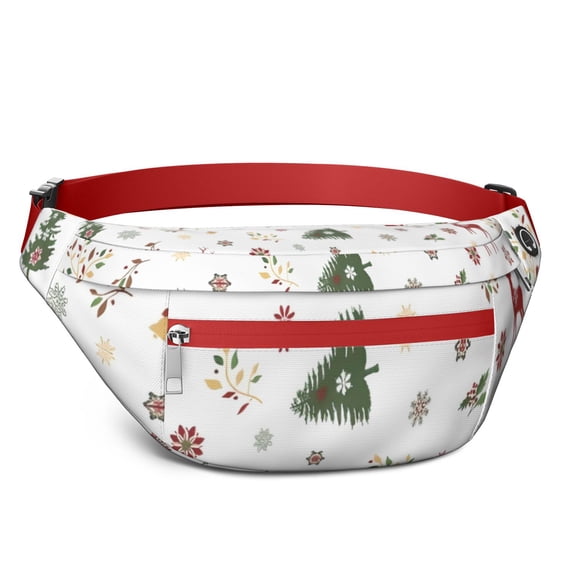 Fanny Pack White Christmas Reindeer Pattern Waist Pack Bag,Running Cross Bag,Waterproof Large Fanny Packs for Women Men for Travel Running Hiking Cycling