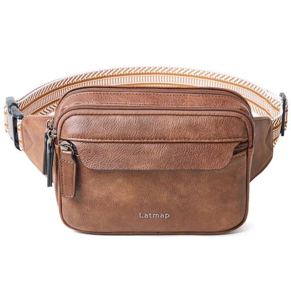 LATMAP 3L Fanny Packs for Women for Travel Workout, Brown