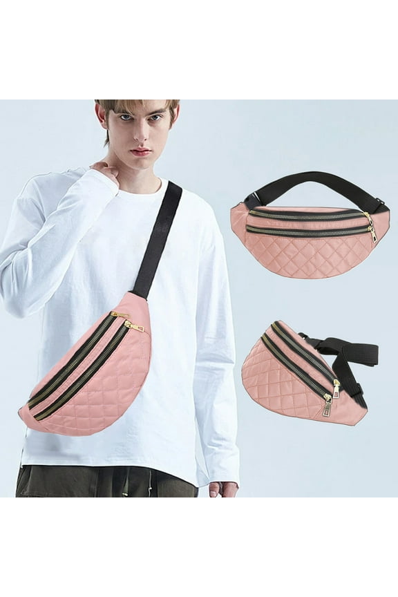 Fanny Pack for Women & Men | Crossbody Waist Bag with 2 Zipper Pockets, Plus Size Adjustable Strap, Lightweight Polyester | Red, Blue, Pink, Gray, Purple | 32x15cm | Secure Buckle, Versatile