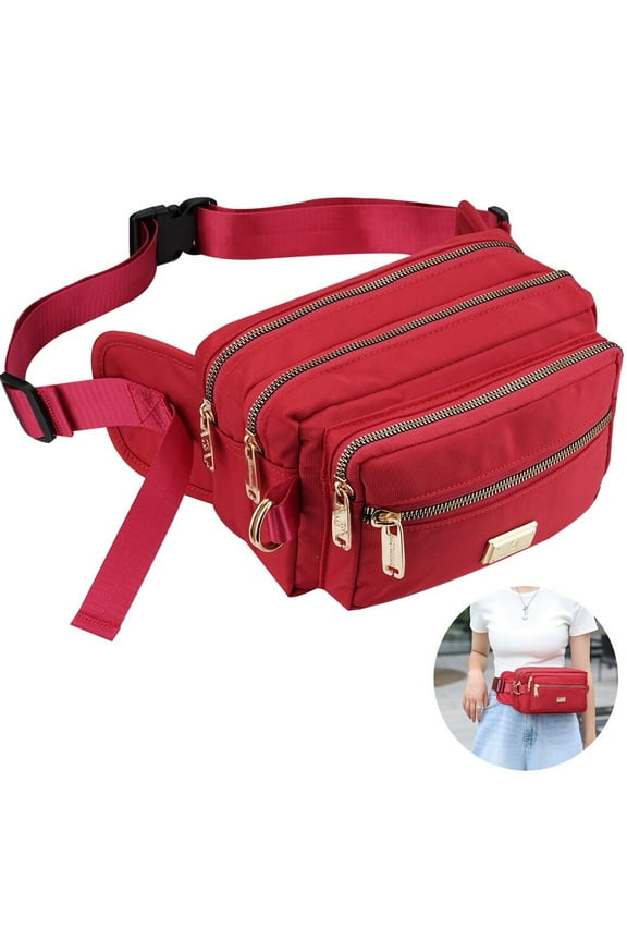 Fanny Pack for Women Men, Multi-pocket Fashionable Waist Bag, Waterproof Belt Bag with Adjustable Strap, Outdoor Sports Travel Bumbag for Shopping, Running, Biking, Hiking