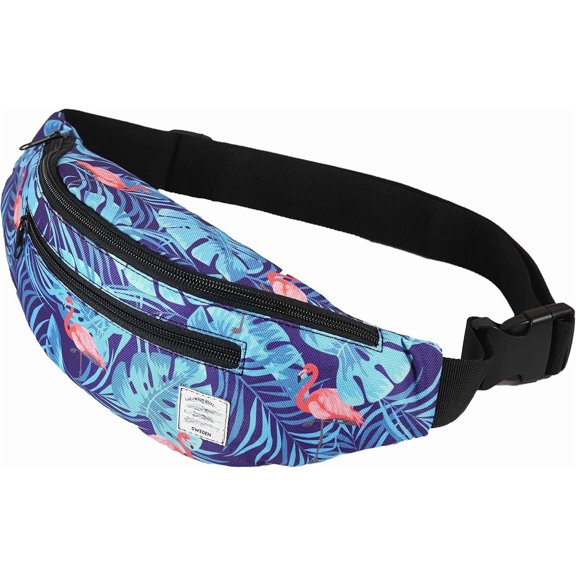 Fanny Pack for Men Women - Many Prints - Black Holographic   Cute  Bag for  Rave Hiking Running Cycling