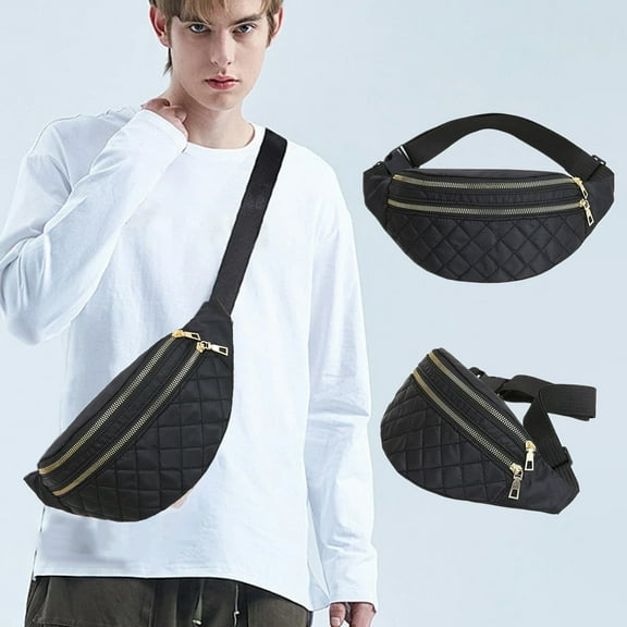 Fanny Pack for Men and Women, Crossbody Belt Bag with 2 Zipper Pockets, Adjustable Strap, for Travel, Cycling, Running, and Outdoor Adventures