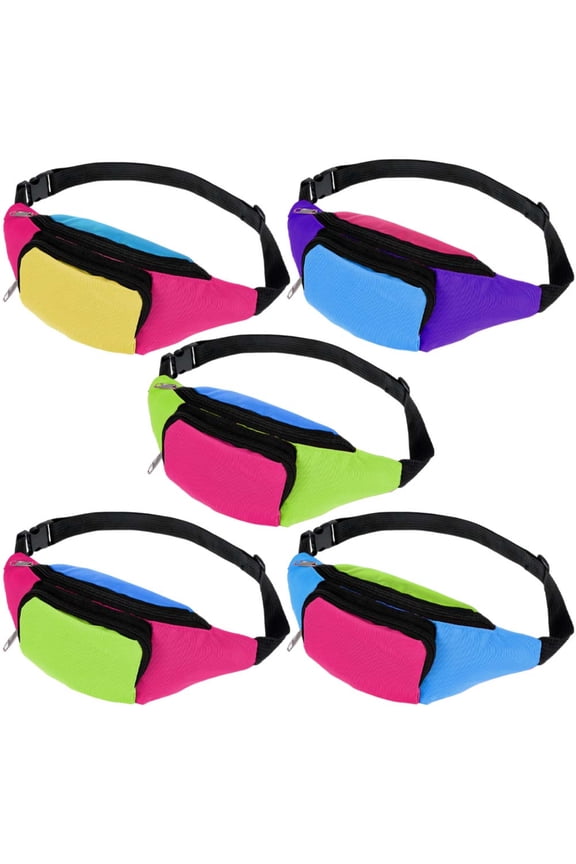 Fanny Pack with 2 Zipper Pockets, 5Pcs Crossbody Waist Bag Shoulder Bag for Traveling, Running, Sports, Casual Use