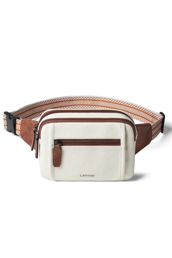 Fanny Packs for Women Fashion Waist Packs Bag with Adjustable Strap and 4 Zipper Pockets Waterproof Everywhere Crossbody Belt Bag for Workout Running Travelling(Beige)