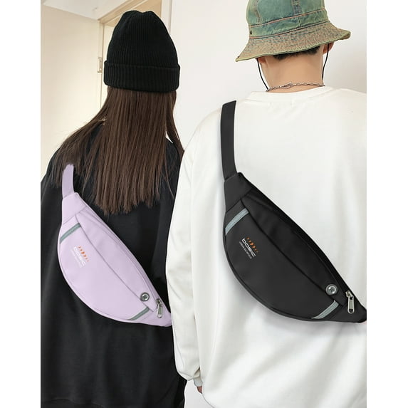 Fanny Packs for Women Fashionable Crossbody Bags Belt bag Multi-color Waterproof Waist Bag Plus Size Fanny Pack for Men with Headphone Jack for Running Fit All Phones Purple