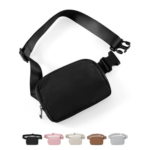 Fanny Packs for Women Men, Black Crossbody Fanny Pack, Unisex Mini Belt Bag with Adjustable Strap, Fashion Cross Body Waist Pack for Traveling Casual Running Hiking (Black)