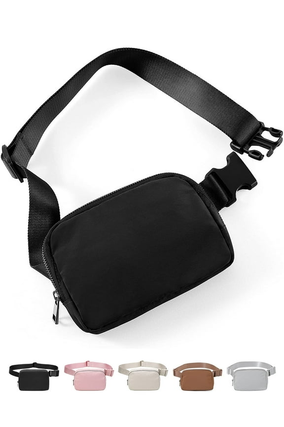 Fanny Packs for Women Men, Black Crossbody Fanny Pack, Unisex Mini Belt Bag with Adjustable Strap, Fashion Cross Body Waist Pack for Traveling Casual Running Hiking (Black)