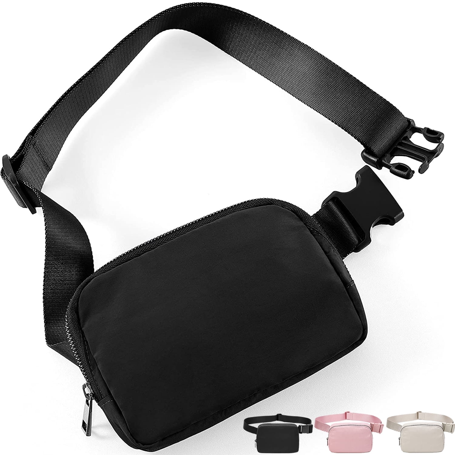 Belt Bag for Women Men, Fashion Crossbody Fanny Packs Waterproof Mini Waist  Bag Bum Bag with Adjustable Strap for Running, Hiking, Walking and Travel(Black)  