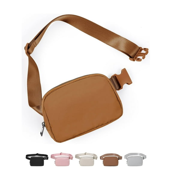 Fanny Packs for Women Men, Brown Crossbody Fanny Pack, Unisex Mini Belt Bag with Adjustable Strap, Fashion Cross Body Waist Pack for Traveling Casual Running Hiking (Brown)