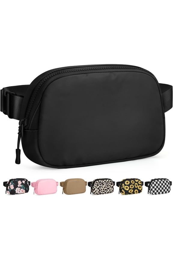 Fanny Packs for Women Bag Belt Bag with Adjustable Strap and Zipper Pocket Small Crossbody Bags Fashion Packs for Workout Travelling(Black)