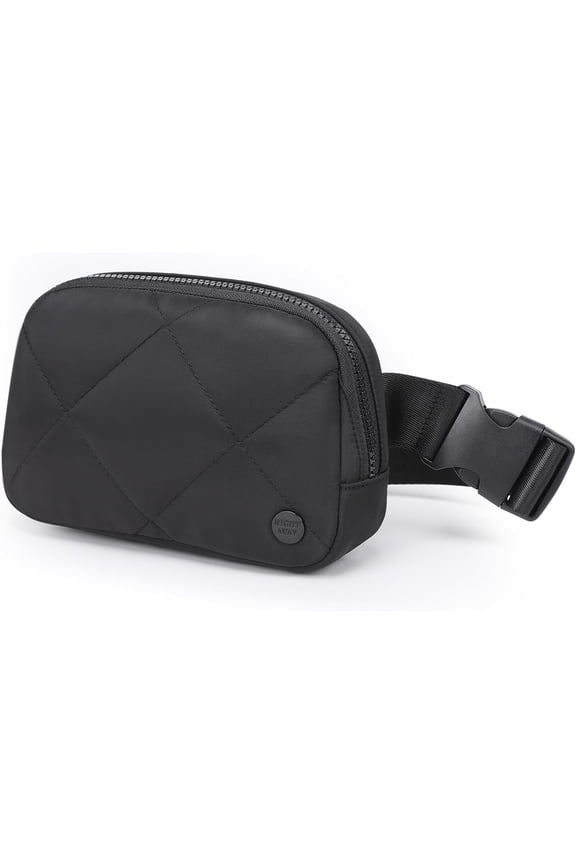 Fanny Packs for Women, Belt Bag Quilted Bum Bags for Crossbody,Fashion Packs with Adjustable Strap for Traveling, Hiking, Running(Black)