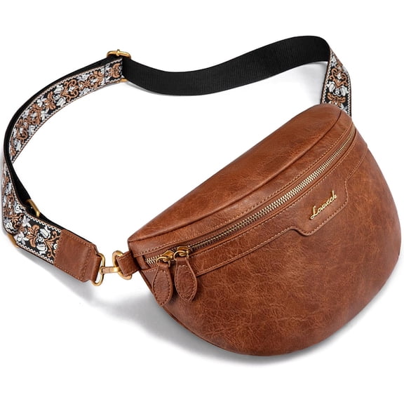 Fanny Packs for Women Body, Vegan Leather Belt Bag for Women, Waterproof Sling Purse Fashion Waist Pack Designer Chest Bum Bag with Boho Style Strap