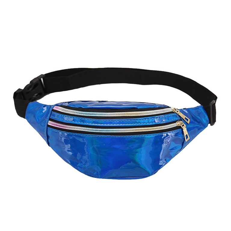 Fanny Packs for Women Festival Party Rave Shiny Phanny Pack Travel Hiking Waist Packs blue Walmart