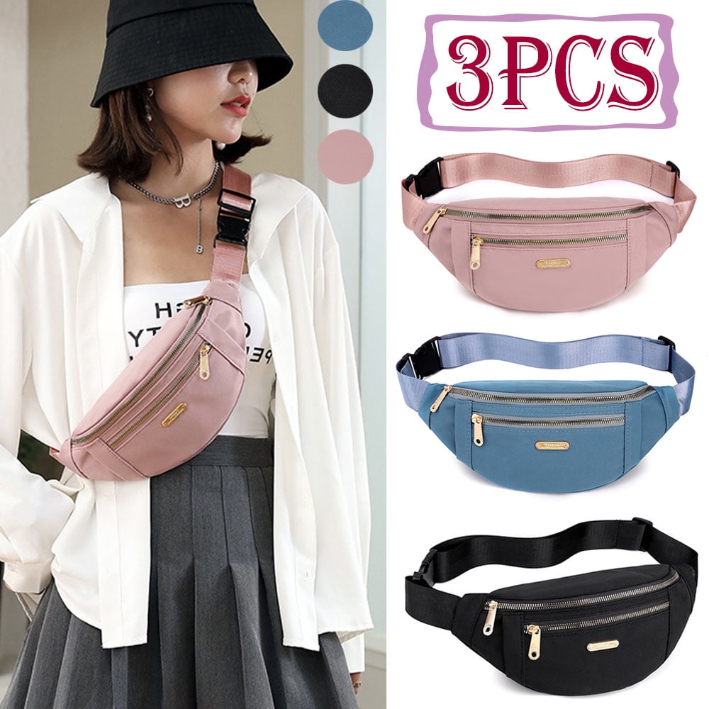 Fanny Packs for Women, Waterproof Crossbody Fanny Packs Hiking Waist Bags Belt Bags for Running Walking Casual Traveling(3PC)