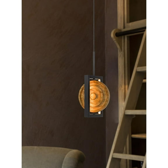 Fano Integrated Dimmable Led Wood, Metal Mini Pendant Fixture. 16W, 1280 Lumen. 3000K, Pine