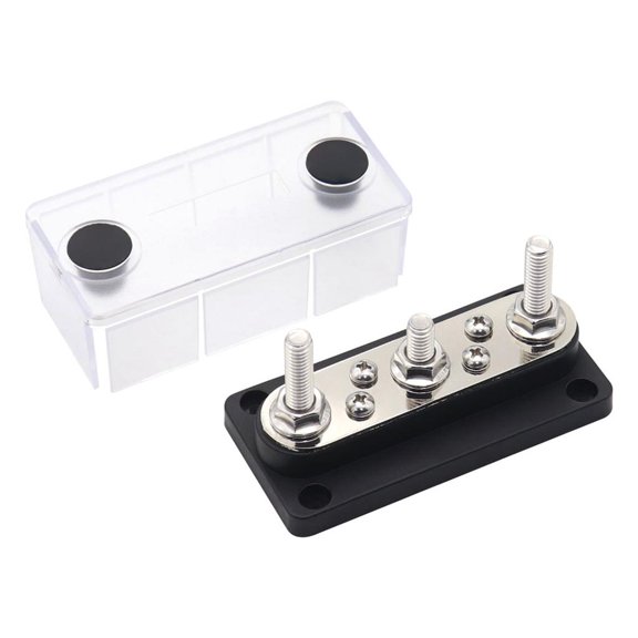 Fanoery 3 Post Power Distribution Block Bus Bar with Cover,150A Rating, Marine Bus Bar, Automobile, and Solar Wiring