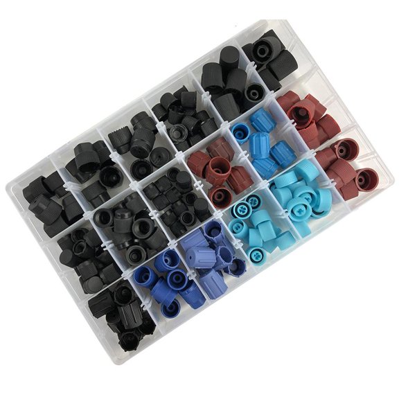 Fanoery AC Charging Port Cap 170Pcs Universal Air Conditioning Service Cap Repair Refrigerant Charging Port Cover Auto Accessory