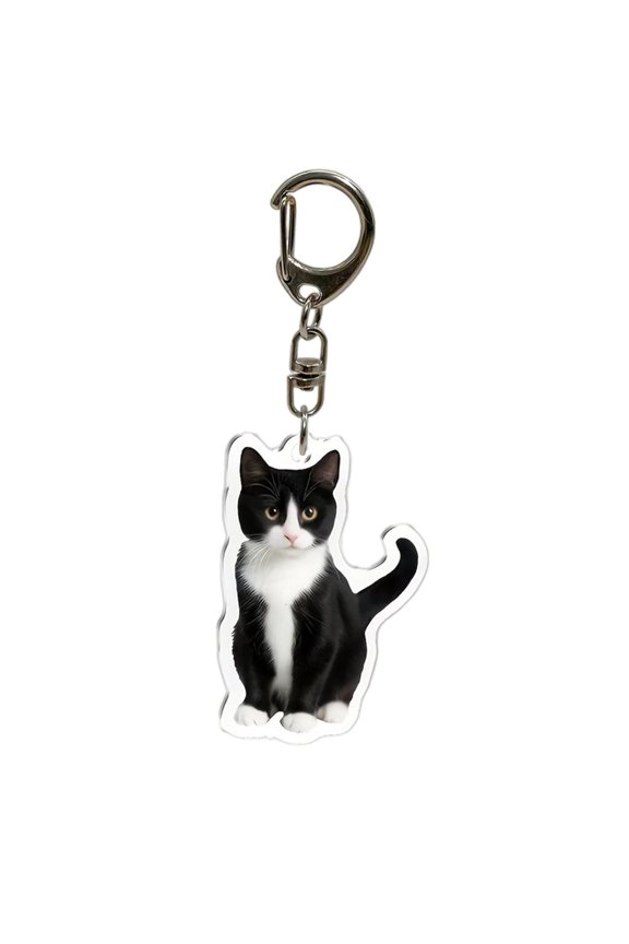 Adorable Miniature Kitty Keychain Charming Dark Feline Accessory Handmade Keychain Designed for Automotive Enthusiasts
