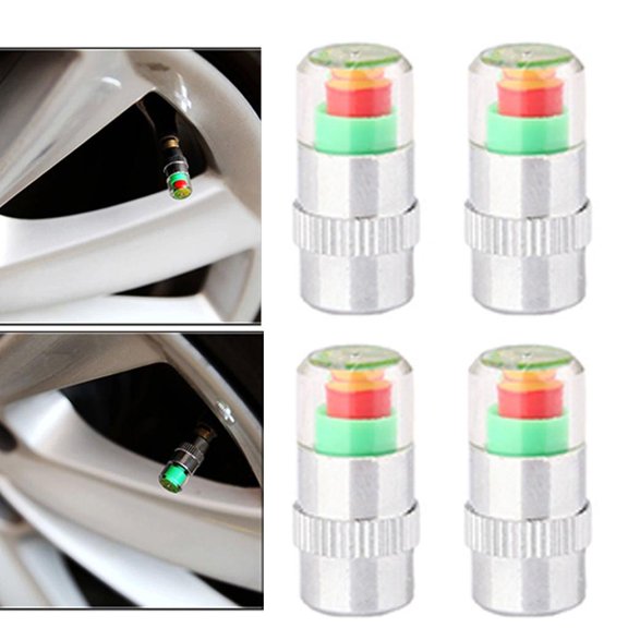 Fanoery Auto Car Tire Pressure Guage Cap Sensor Indicator Alert Monitoring Tool Tyre Cap Indicator Alert Air Pressure Gauge 4pcs