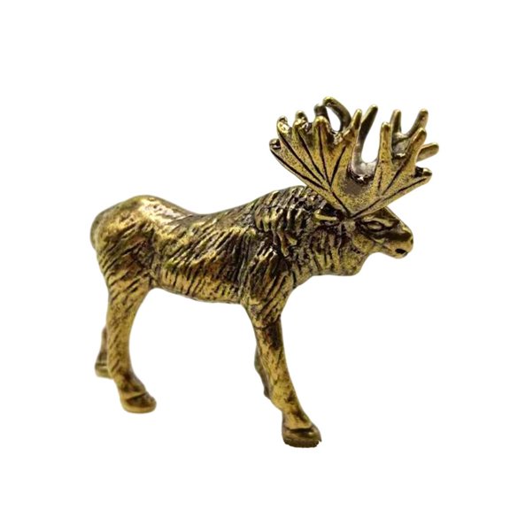 Fanoery Brass Elk Statue Moose Figurine for Table Book Shelf Decors and Art Enthusiasts