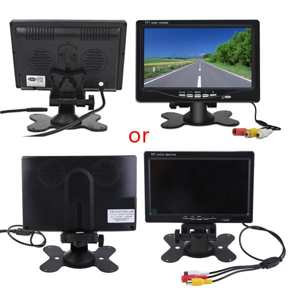 Fanoery Car Monitor Night for Vision 7" LED Backlight TFT LCD Monitor for Car Rearview Cameras Satellite Receiver Video E