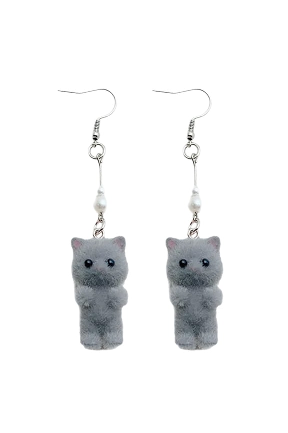Cartoon Cats Ear Rings Flocking Cats Dangle Earrings Accessories Gift For Women