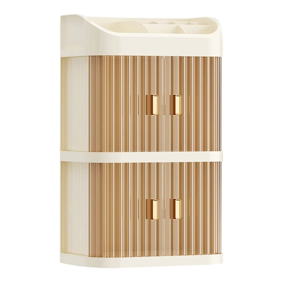 Fanoery Clear Door Cosmetic Organizers Three Layer Storage For Jewelry And Beauty Supplies