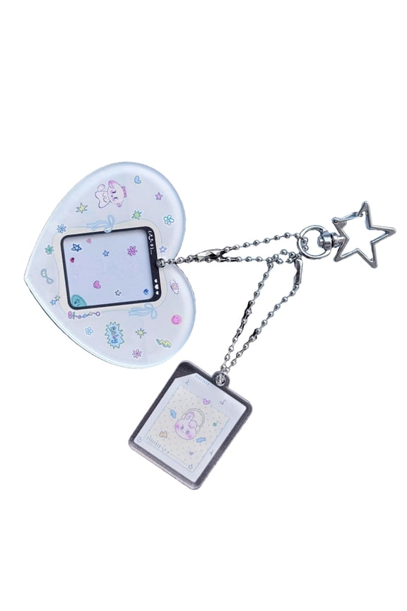 Collectible Kpop Fan Accessory Acrylic Photo Holder Keychain Featuring Retro Cartoon Aesthetic Cards Keychain