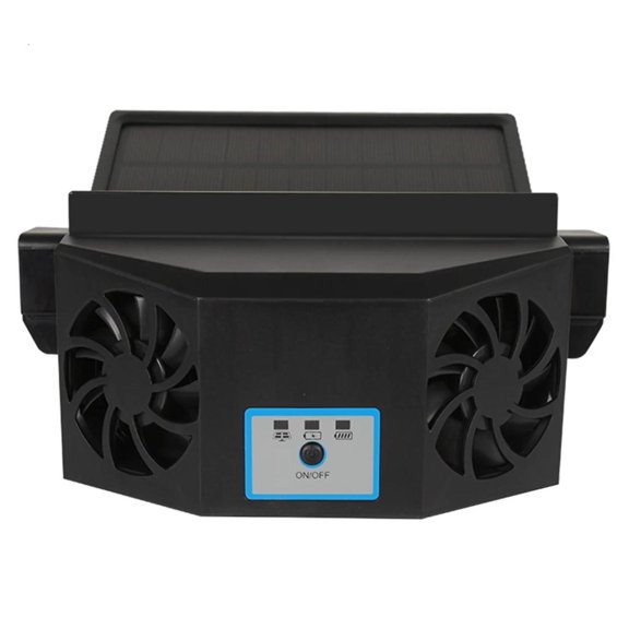 Fanoery Double Head Air Exhaust Radiator Air Circulation Fan Auto Interior Cooling Fan 4500RPM Solar Charging Ventilation Fan