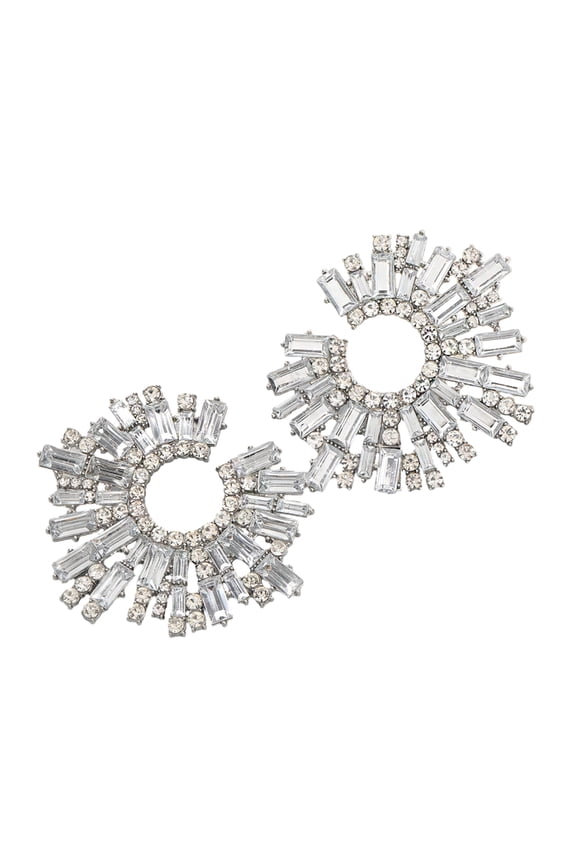 Exquisite Crystal Sunflower Earrings Unique Round Shape Ear Piercings Jewlelry