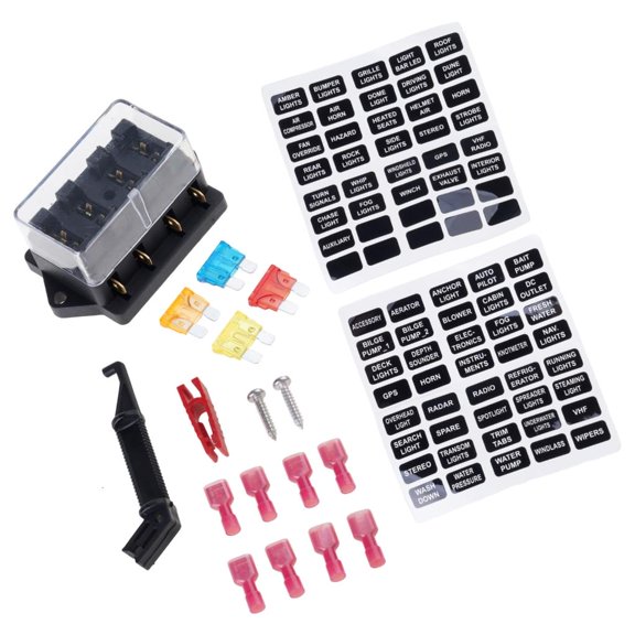 Fanoery Fuses Block, 32V Fuses Box Holder with Waterproof Cover, Circuits Fuses Panel with Negative Bus for Car Boats